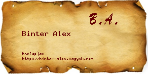 Binter Alex névjegykártya